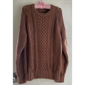 Vintage Oversized Cable a knit Sweater in Chocolate Brown